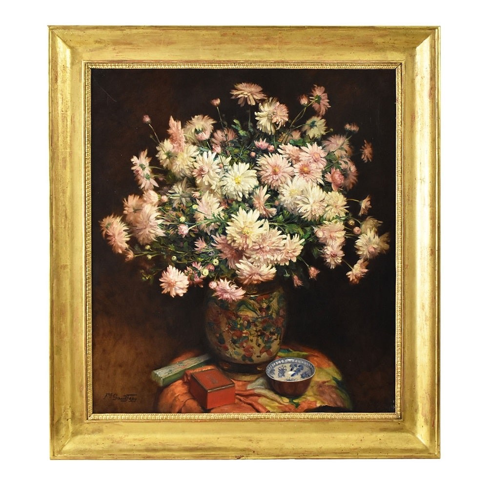 QF597 1 antique floral painting flower oil painting still life art deco.jpg